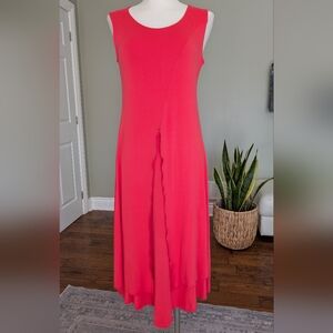 Creation Coral Sleeveless Layered Midi Dress Feminine Minimalist Size S